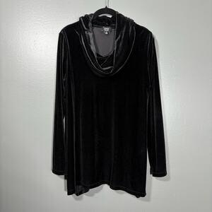 Jones New York Women's Black Velvet Cowl Neck Tunic Length Top - Size Medium